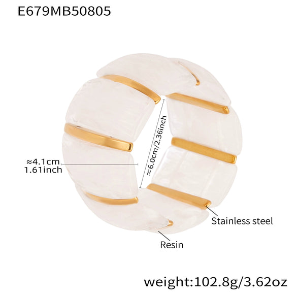 Wholesale Women's Geometric Stainless Steel 18K Gold Plated Elastic Bracelet