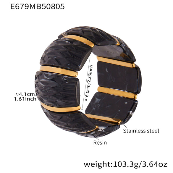Wholesale Women's Geometric Stainless Steel 18K Gold Plated Elastic Bracelet