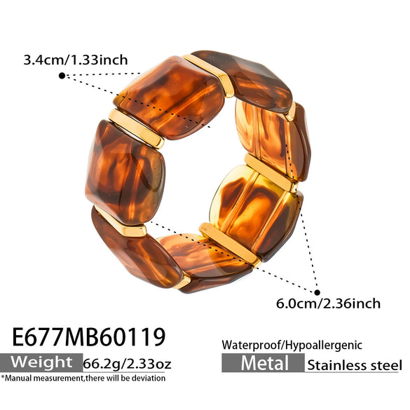 Wholesale Women's Geometric Stainless Steel 18K Gold Plated Elastic Bracelet