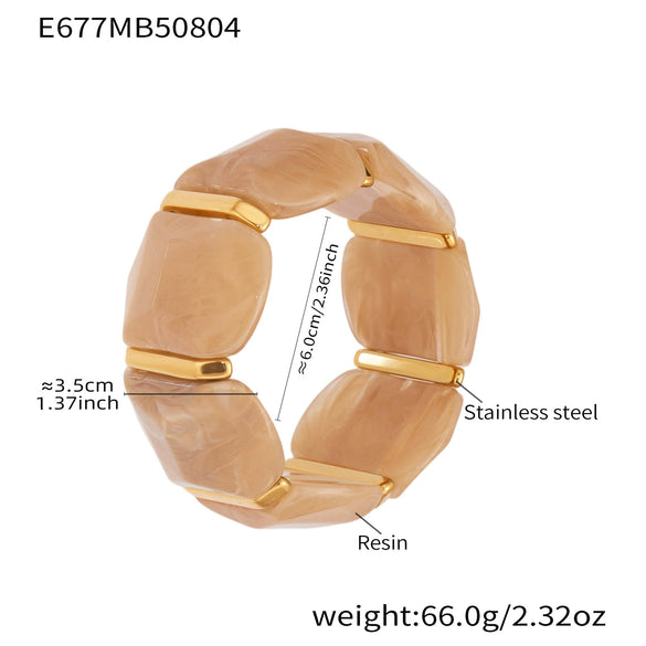 Wholesale Women's Geometric Stainless Steel 18K Gold Plated Elastic Bracelet
