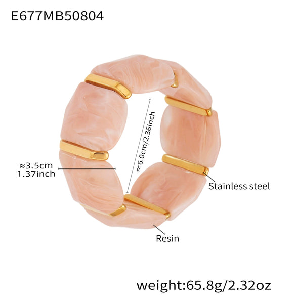 Wholesale Women's Geometric Stainless Steel 18K Gold Plated Elastic Bracelet