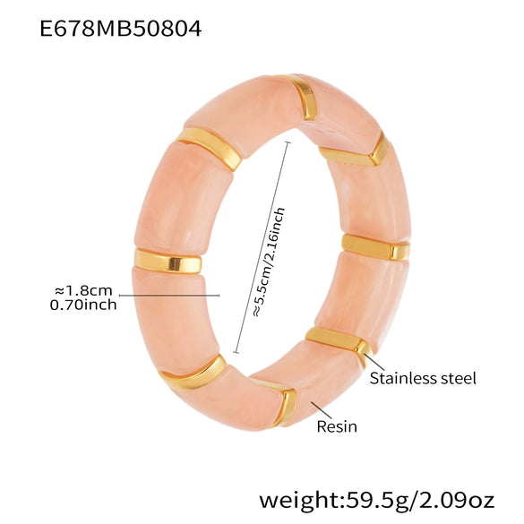 Wholesale Women's Geometric Stainless Steel 18K Gold Plated Elastic Bracelet