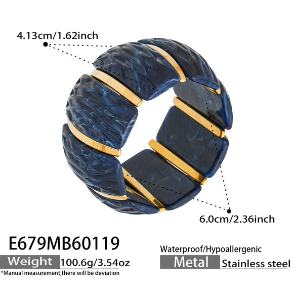 Wholesale Women's Geometric Stainless Steel 18K Gold Plated Elastic Bracelet