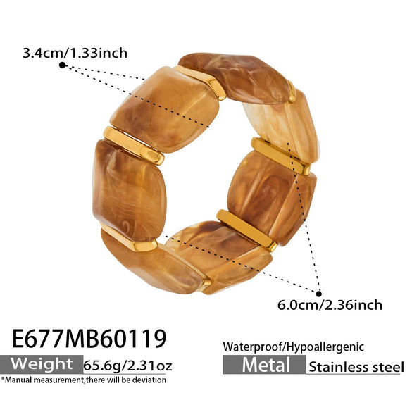 Wholesale Women's Geometric Stainless Steel 18K Gold Plated Elastic Bracelet