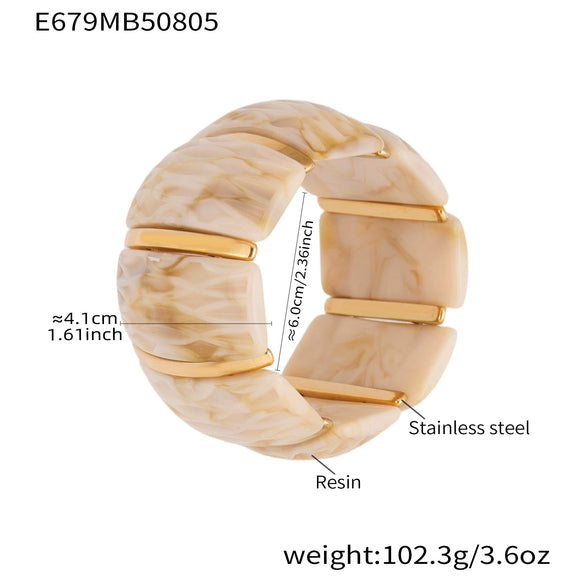 Wholesale Women's Geometric Stainless Steel 18K Gold Plated Elastic Bracelet