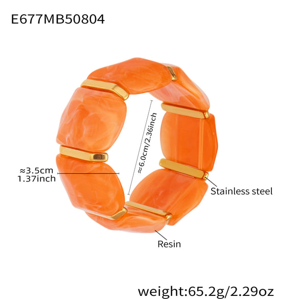 Wholesale Women's Geometric Stainless Steel 18K Gold Plated Elastic Bracelet