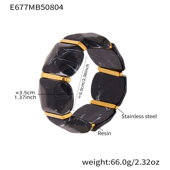 Wholesale Women's Geometric Stainless Steel 18K Gold Plated Elastic Bracelet