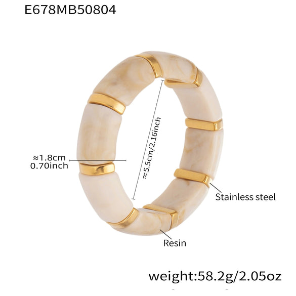 Wholesale Women's Geometric Stainless Steel 18K Gold Plated Elastic Bracelet