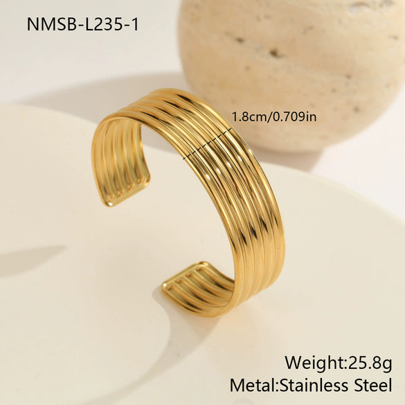 Wholesale Women's Geometric Stainless Steel 18K Gold Plated Fashion Bracelet