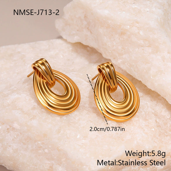 Wholesale Women's Geometric Stainless Steel 18K Gold Plated Fashion Earrings