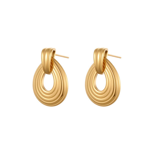Wholesale Women's Geometric Stainless Steel 18K Gold Plated Fashion Earrings