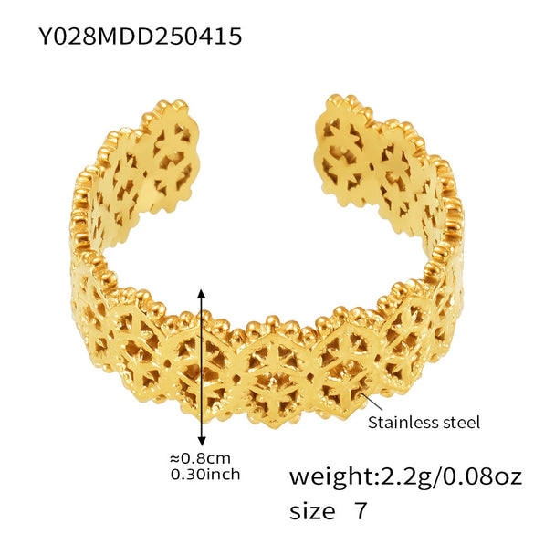 Wholesale Women's Geometric Stainless Steel 18K Gold Plated Finger Ring