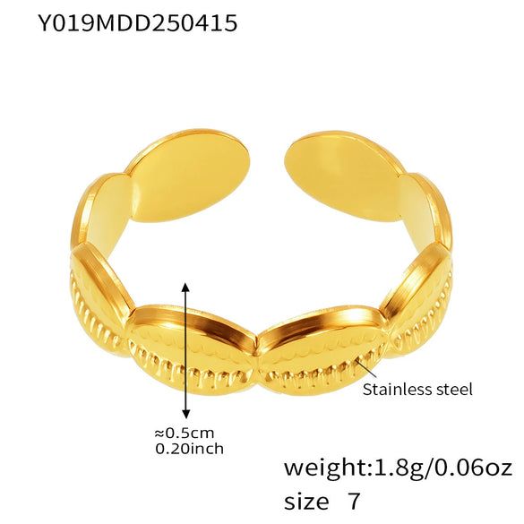 Wholesale Women's Geometric Stainless Steel 18K Gold Plated Finger Ring