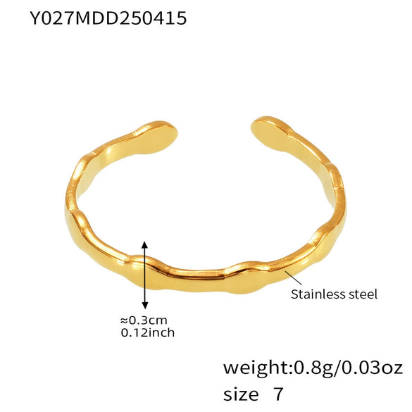 Wholesale Women's Geometric Stainless Steel 18K Gold Plated Finger Ring