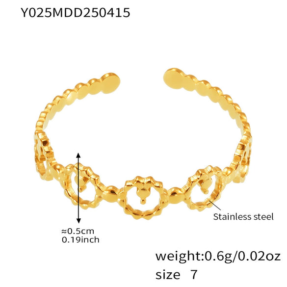 Wholesale Women's Geometric Stainless Steel 18K Gold Plated Finger Ring