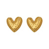 Wholesale Women's Geometric Stainless Steel 18K Gold Plated Hammered Heart Earrings