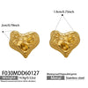 Wholesale Women's Geometric Stainless Steel 18K Gold Plated Hammered Texture Peach Heart Earrings