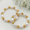 Wholesale Women's Geometric Stainless Steel 18K Gold Plated Handmade Beaded Ring Fashion Accessory