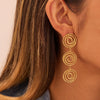 Wholesale Women's Geometric Stainless Steel 18K Gold Plated Hollow Circle Mosquito Coil Earrings