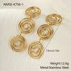 Wholesale Women's Geometric Stainless Steel 18K Gold Plated Hollow Circle Mosquito Coil Earrings