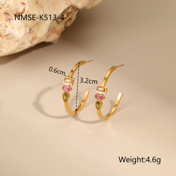 Wholesale Women's Geometric Stainless Steel 18K Gold Plated Jewelry Set Including Necklace Earrings And Ring
