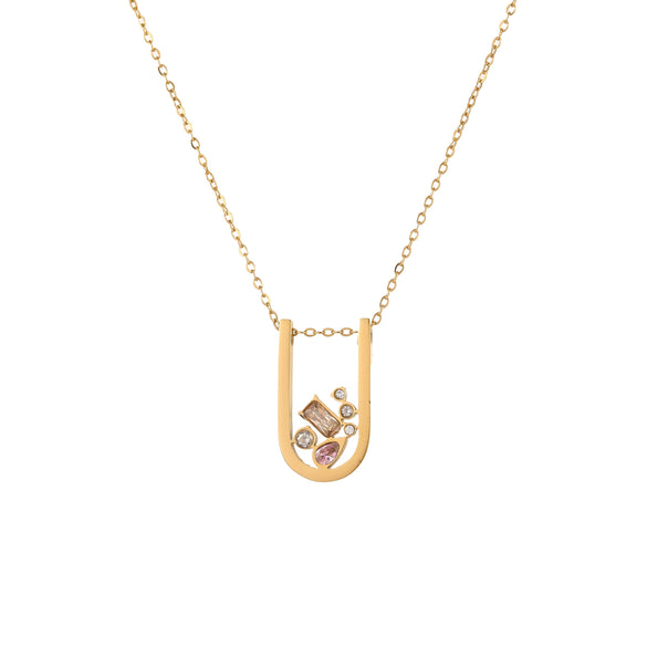 Wholesale Women's Geometric Stainless Steel 18K Gold Plated Jewelry Set Including Necklace Earrings And Ring
