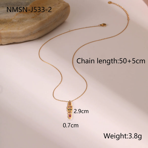 Wholesale Women's Geometric Stainless Steel 18K Gold Plated Jewelry Set Including Necklace Earrings And Ring