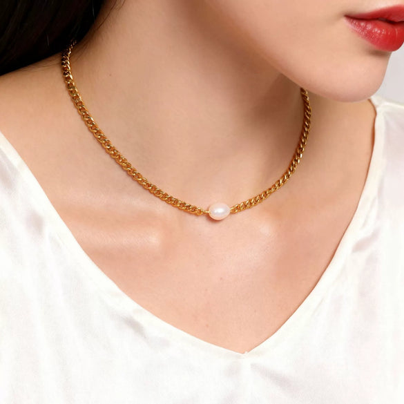Wholesale Women's Geometric Stainless Steel 18K Gold Plated Necklace Jewelry