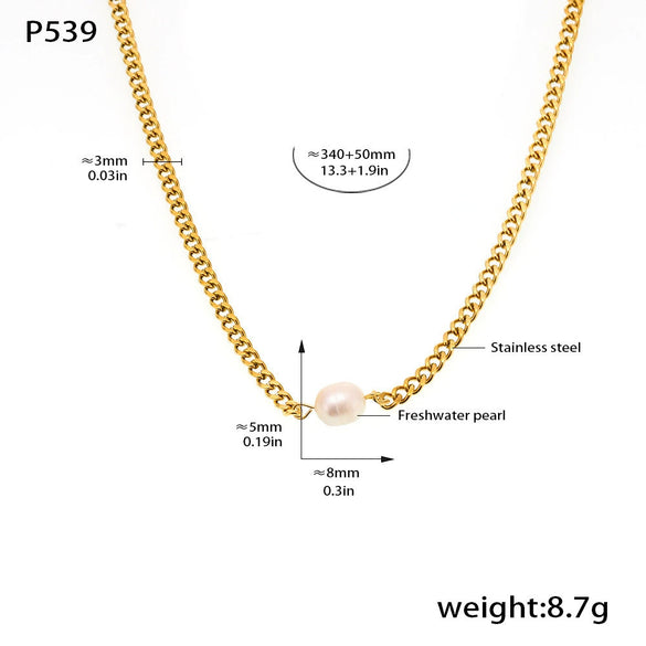 Wholesale Women's Geometric Stainless Steel 18K Gold Plated Necklace Jewelry