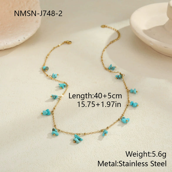 Wholesale Women's Geometric Stainless Steel 18K Gold Plated Necklace Jewelry