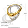 Wholesale Women's Geometric Stainless Steel 18K Gold Plated Oval Double Ring Hand Jewelry Light Luxury Style