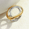 Wholesale Women's Geometric Stainless Steel 18K Gold Plated Oval Double Ring Hand Jewelry Light Luxury Style