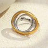 Wholesale Women's Geometric Stainless Steel 18K Gold Plated Oval Double Ring Hand Jewelry Light Luxury Style