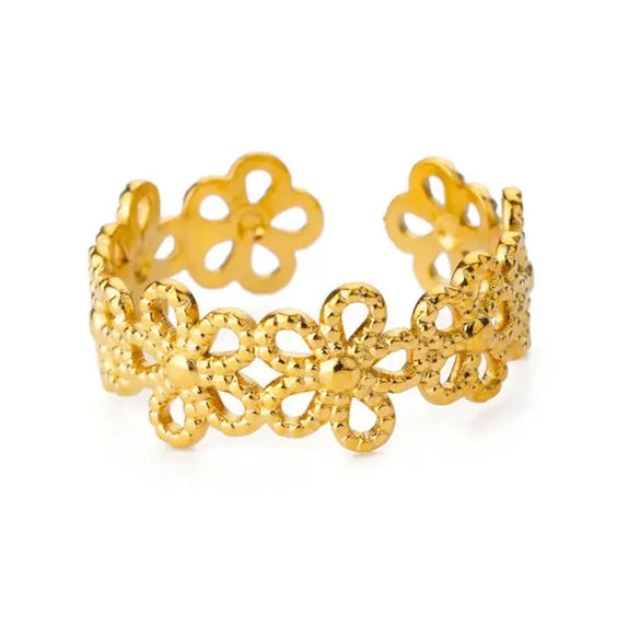 Wholesale Women's Geometric Stainless Steel 18K Gold Plated Ring Hand Jewelry