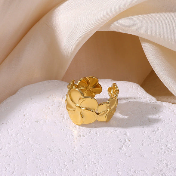 Wholesale Women's Geometric Stainless Steel 18K Gold Plated Ring Hand Jewelry