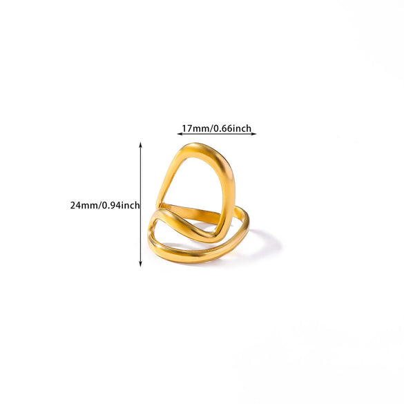 Wholesale Women's Geometric Stainless Steel 18K Gold Plated Ring Hand Jewelry