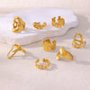 Wholesale Women's Geometric Stainless Steel 18K Gold Plated Ring Hand Jewelry