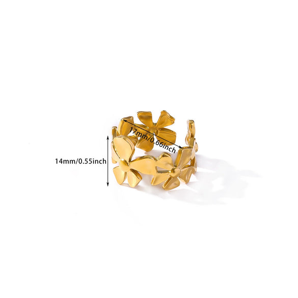 Wholesale Women's Geometric Stainless Steel 18K Gold Plated Ring Hand Jewelry