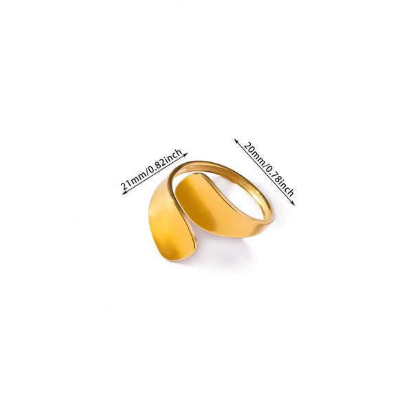 Wholesale Women's Geometric Stainless Steel 18K Gold Plated Ring Hand Jewelry