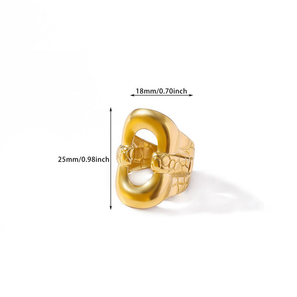 Wholesale Women's Geometric Stainless Steel 18K Gold Plated Ring Hand Jewelry