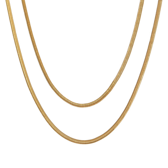 Wholesale Women's Geometric Stainless Steel 18K Gold Plated Snake Bone Chain Necklace