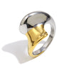 Wholesale Women's Geometric Stainless Steel 18K Gold Plated Twisted Symmetrical Ring Light Luxury Style