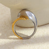Wholesale Women's Geometric Stainless Steel 18K Gold Plated Twisted Symmetrical Ring Light Luxury Style