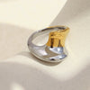 Wholesale Women's Geometric Stainless Steel 18K Gold Plated Twisted Symmetrical Ring Light Luxury Style