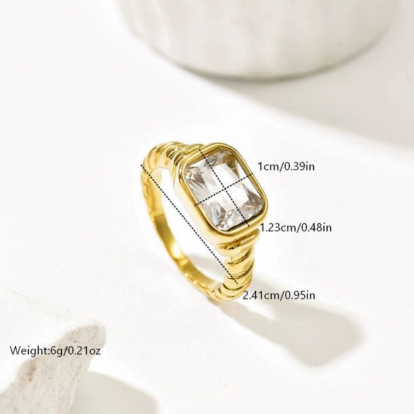 Wholesale Women's Geometric Stainless Steel 14K Gold Plated Vacuum Furnace Electroplated Ring