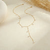 Wholesale Women's Geometric Stainless Steel 18K Gold Plated Yshaped Chain Necklace With Imitation Pearl