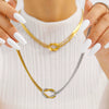 Wholesale Women's Geometric Stainless Steel 18K Gold Vacuum Plated Snakeshaped Necklace And Bracelet Combination