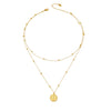 Wholesale Women's Geometric Stainless Steel 18K Goldplated Doublelayered Round Pendant Necklace With Minimalist Design