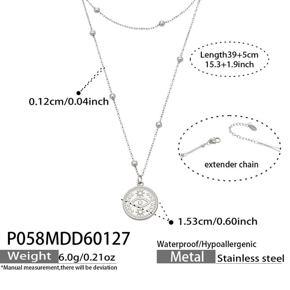 Wholesale Women's Geometric Stainless Steel 18K Goldplated Doublelayered Round Pendant Necklace With Minimalist Design