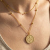 Wholesale Women's Geometric Stainless Steel 18K Goldplated Doublelayered Round Pendant Necklace With Minimalist Design